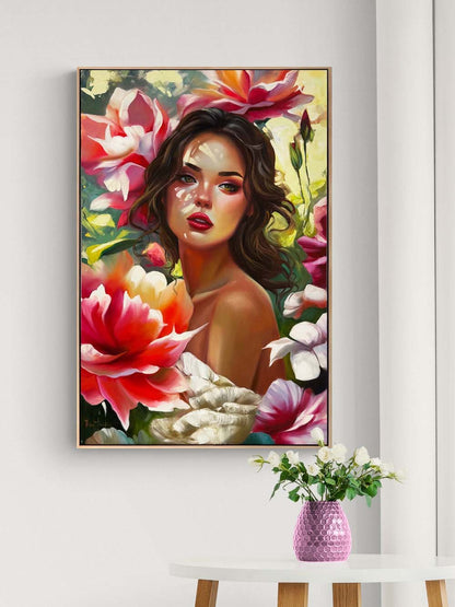 Kır Çiçeklerinin Kızı Yağlı Boya Tablosu