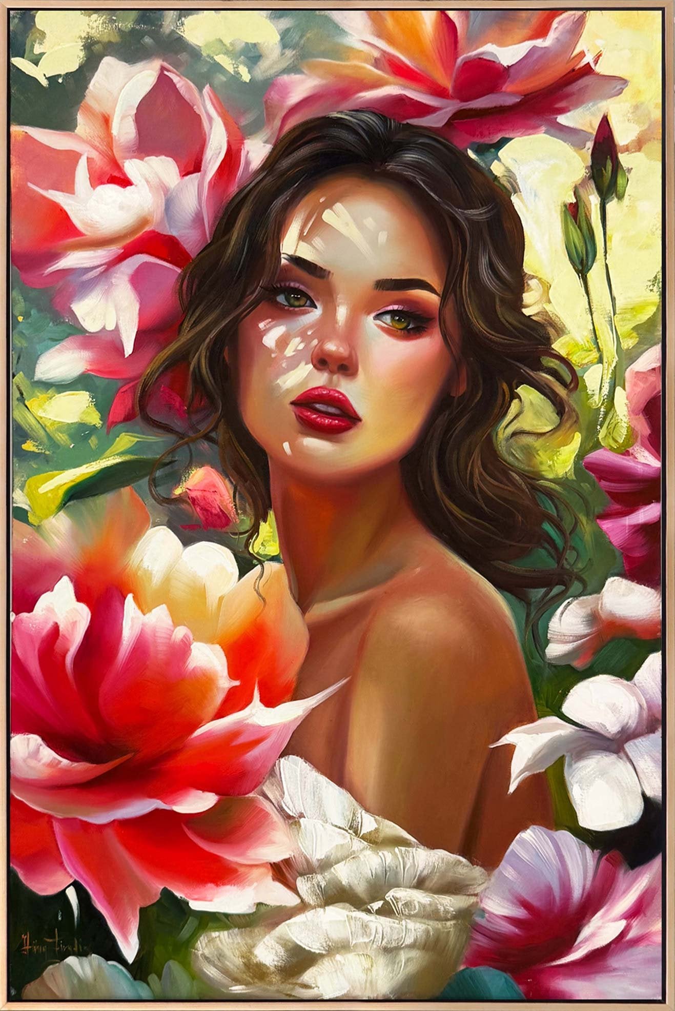 Kır Çiçeklerinin Kızı Yağlı Boya Tablosu