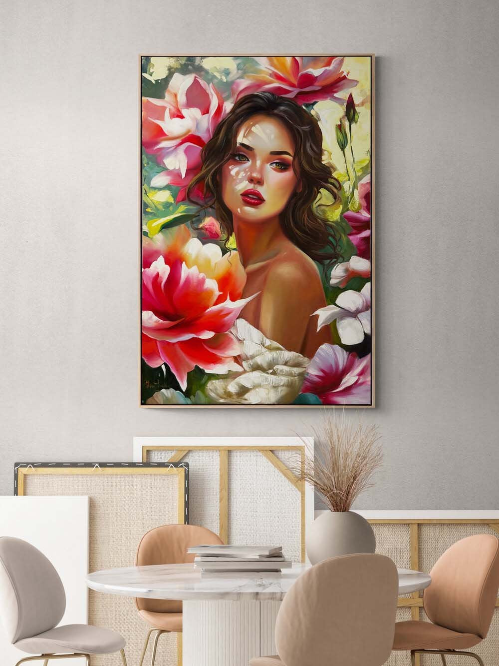 Kır Çiçeklerinin Kızı Yağlı Boya Tablosu