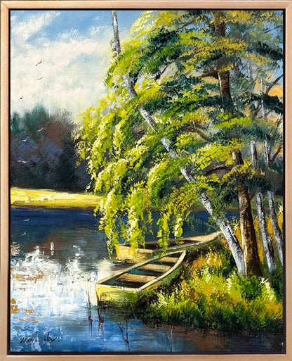 Göl Kıyısında Yağlı Boya Tablosu
