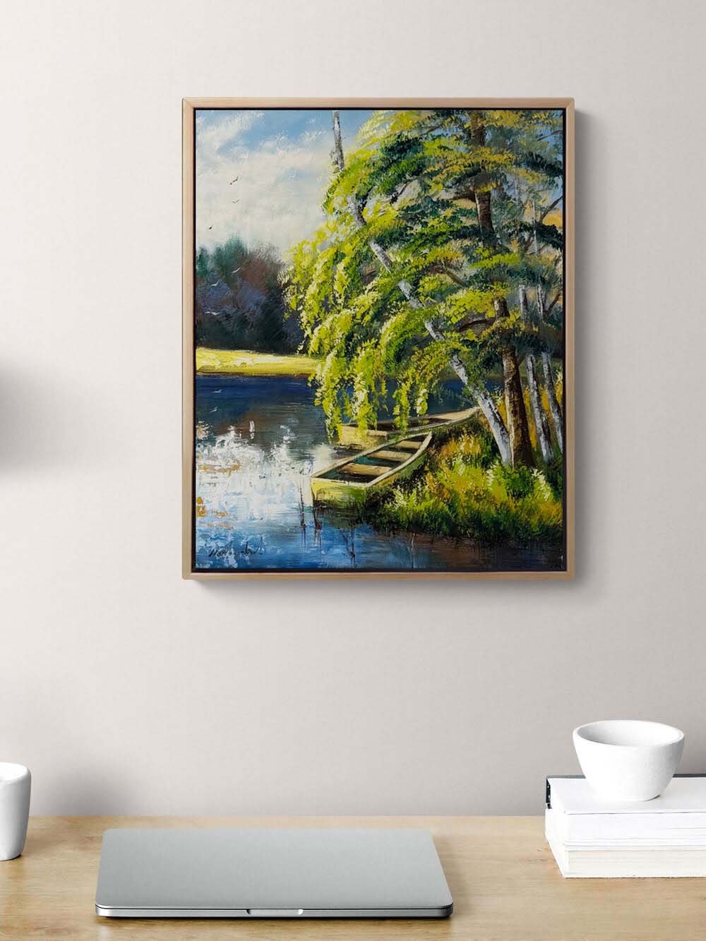 Göl Kıyısında Yağlı Boya Tablosu