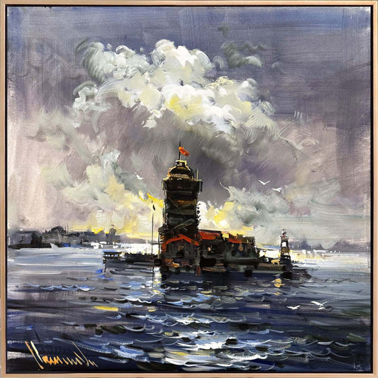 Dalgalarla Kız Kulesi Yağlı Boya Tablosu