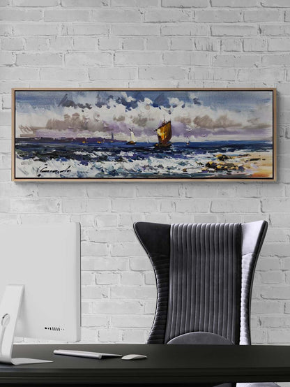 Dalgalar ve Yelkenliler Yağlı Boya Tablosu