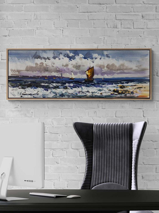 Dalgalar ve Yelkenliler Yağlı Boya Tablosu