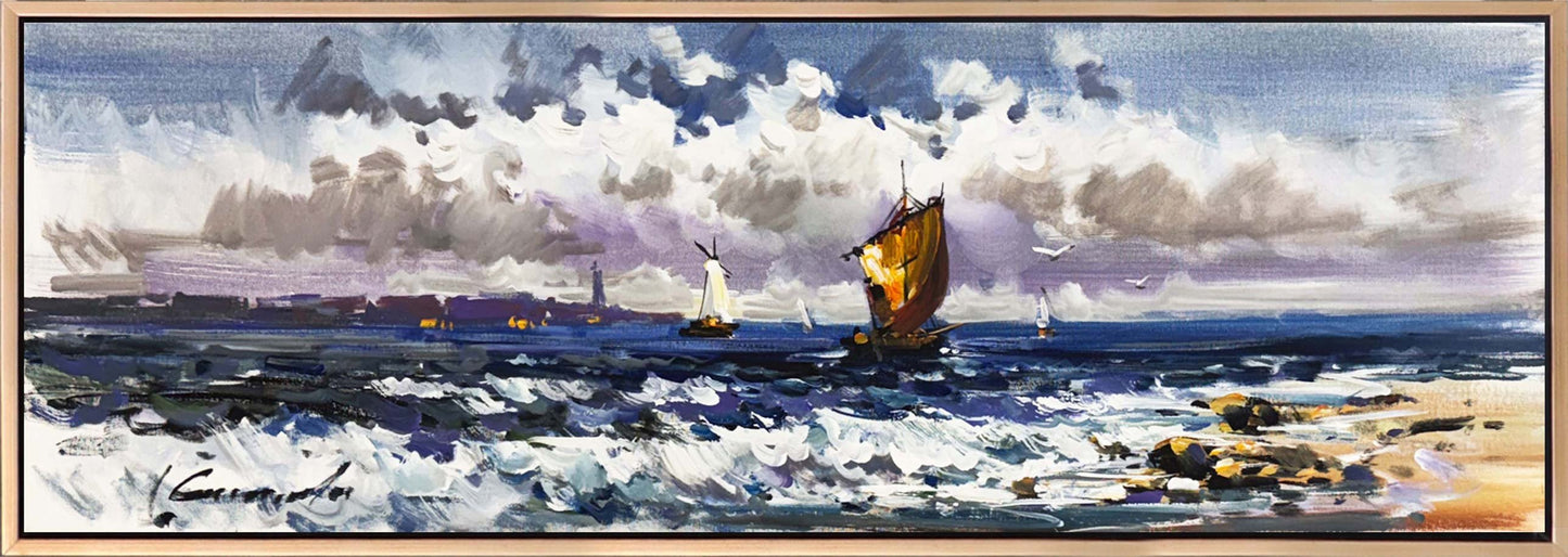 Dalgalar ve Yelkenliler Yağlı Boya Tablosu
