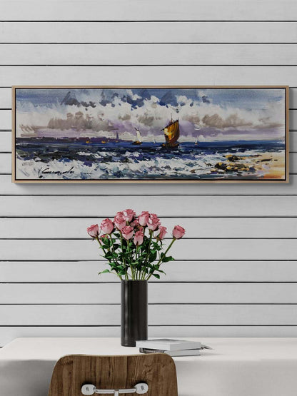 Dalgalar ve Yelkenliler Yağlı Boya Tablosu