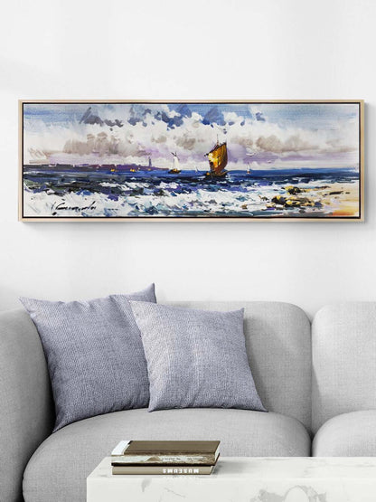 Dalgalar ve Yelkenliler Yağlı Boya Tablosu