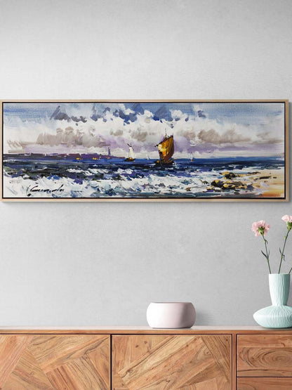 Dalgalar ve Yelkenliler Yağlı Boya Tablosu