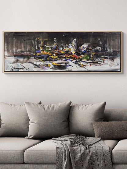 Geceye Kurulan Sofra Yağlı Boya Tablosu