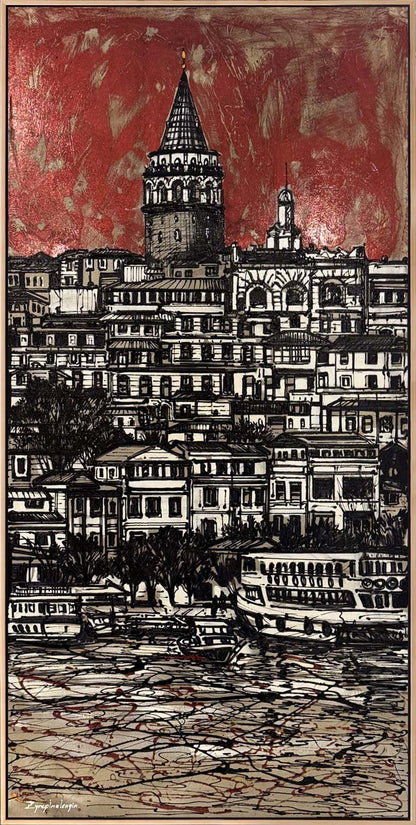 Galata’dan Yansıyan Yağlı Boya Tablosu