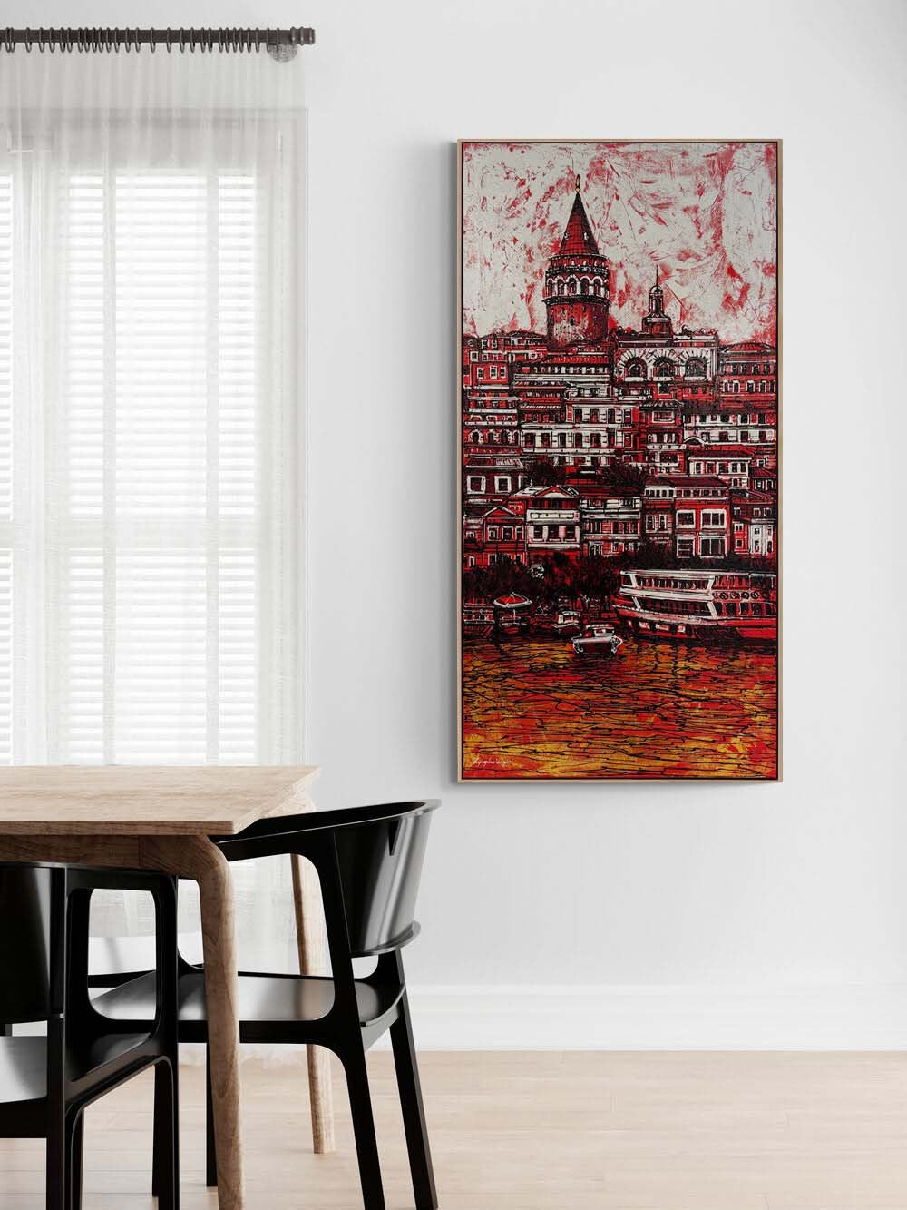 Galata'nın Kızıl Rüyası Yağlı Boya Tablosu