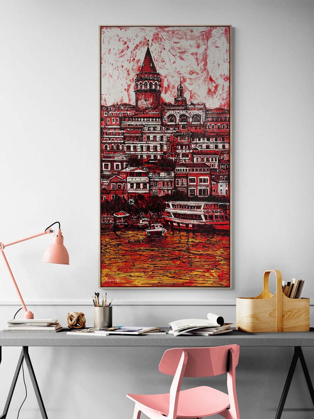 Galata'nın Kızıl Rüyası Yağlı Boya Tablosu