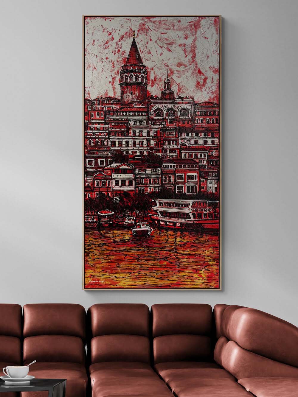 Galata'nın Kızıl Rüyası Yağlı Boya Tablosu