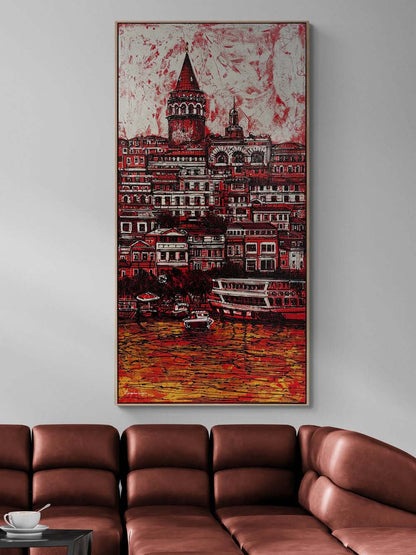 Galata'nın Kızıl Rüyası Yağlı Boya Tablosu