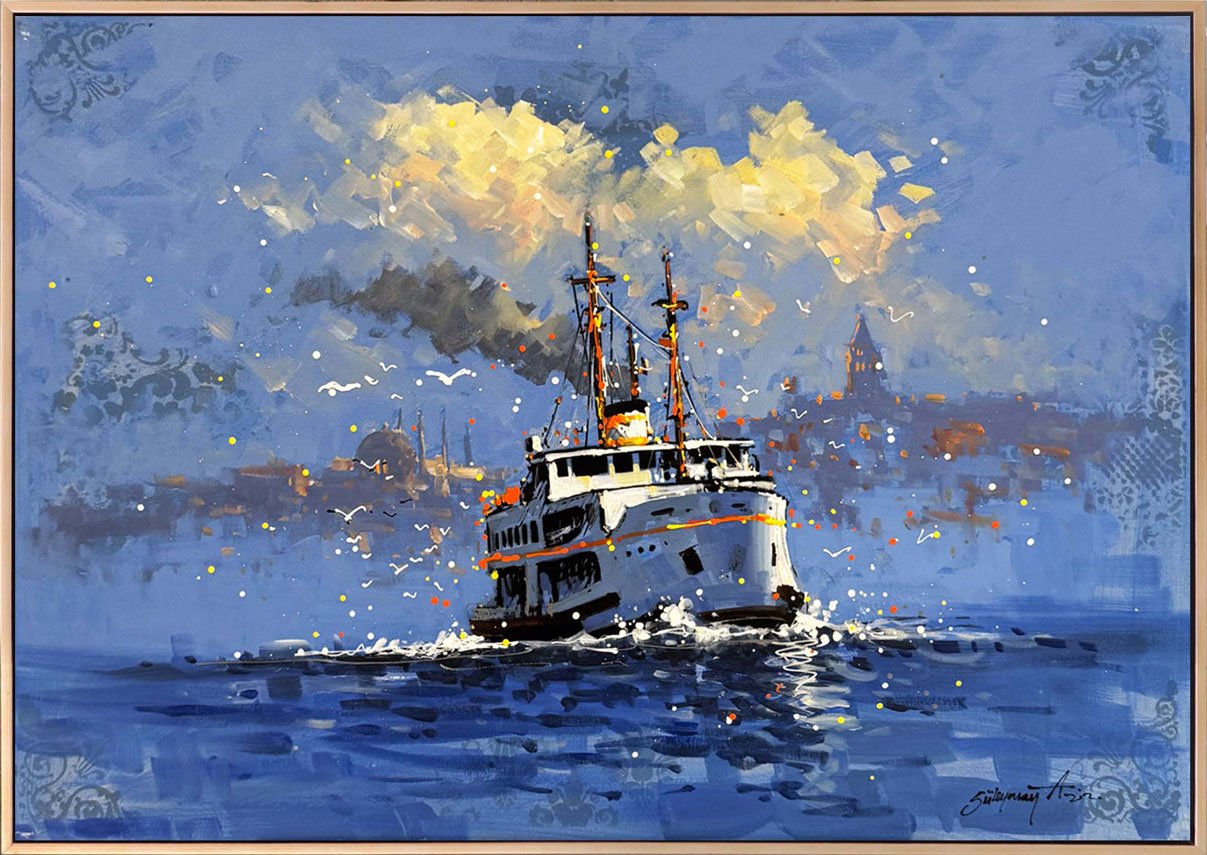 Boğazda Vapur Sefası Yağlı Boya Tablosu