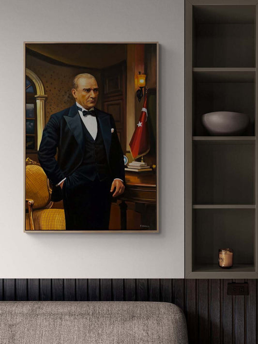 Atatürk ve Cumhuriyetin Işığı Yağlı Boya Tablosu