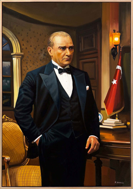 Atatürk ve Cumhuriyetin Işığı Yağlı Boya Tablosu