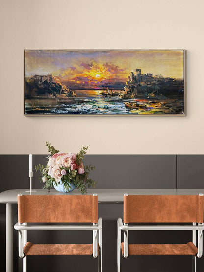 Efsanevi Kale Manzarası Yağlı Boya Tablosu