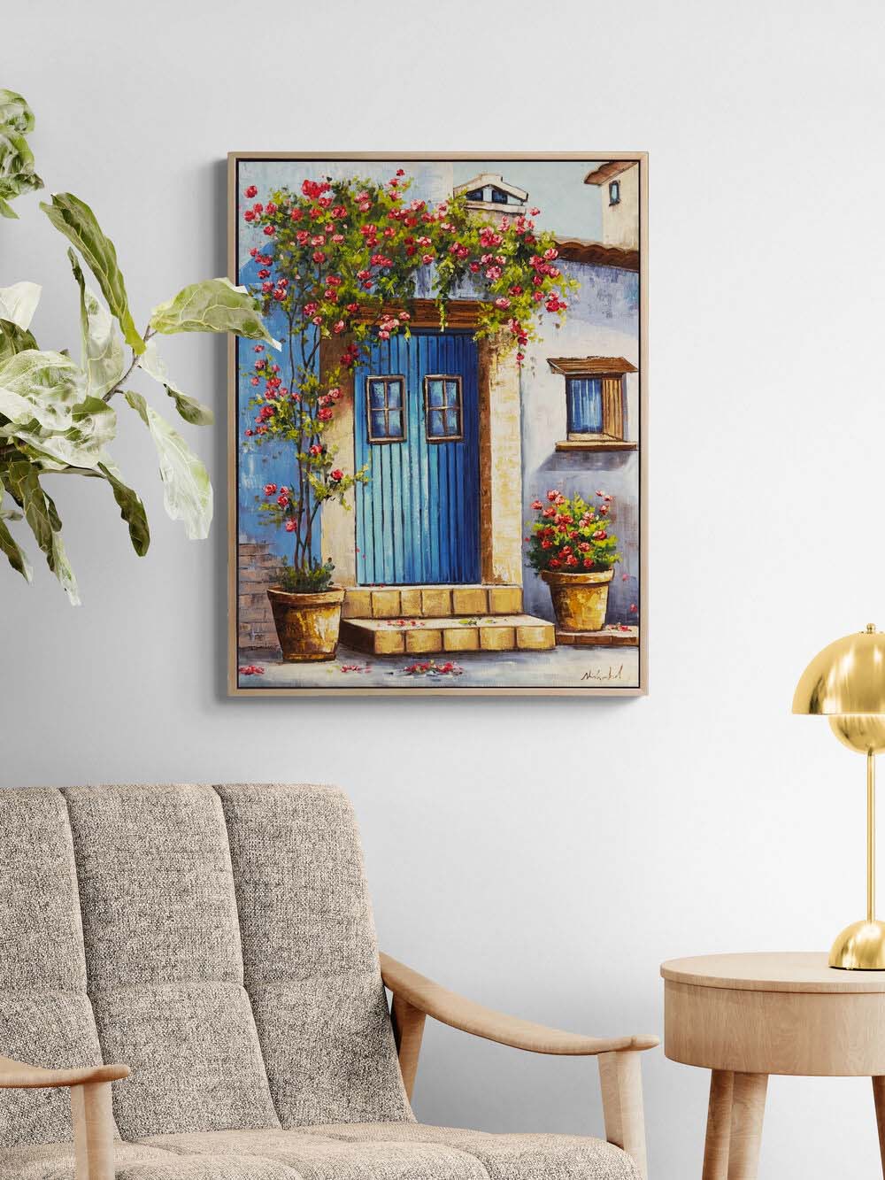 Çiçekli Gönül Kapısı Yağlı Boya Tablosu Simurg Sanatevi