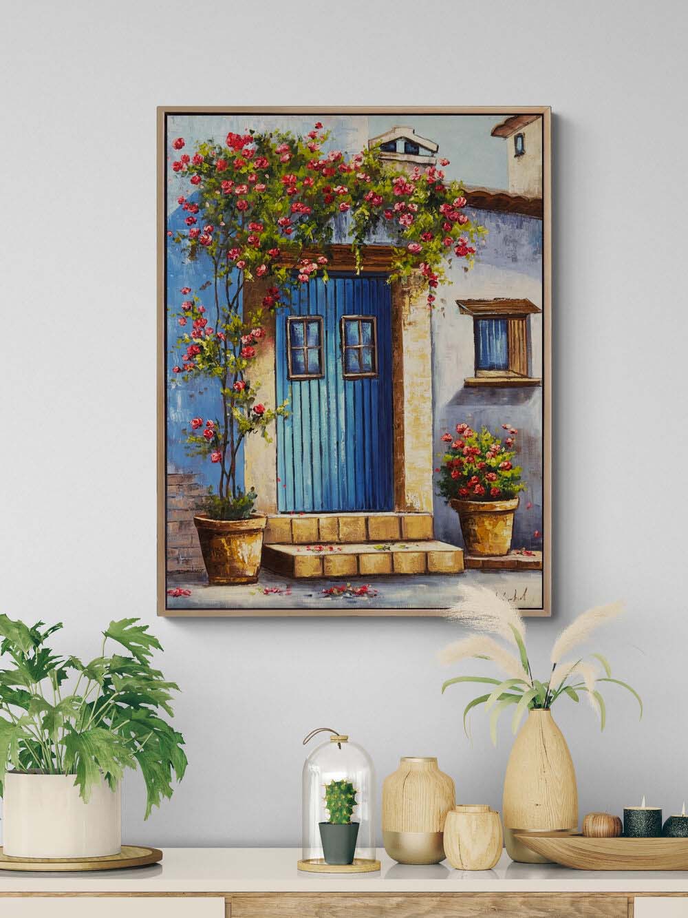 Çiçekli Gönül Kapısı Yağlı Boya Tablosu Simurg Sanatevi