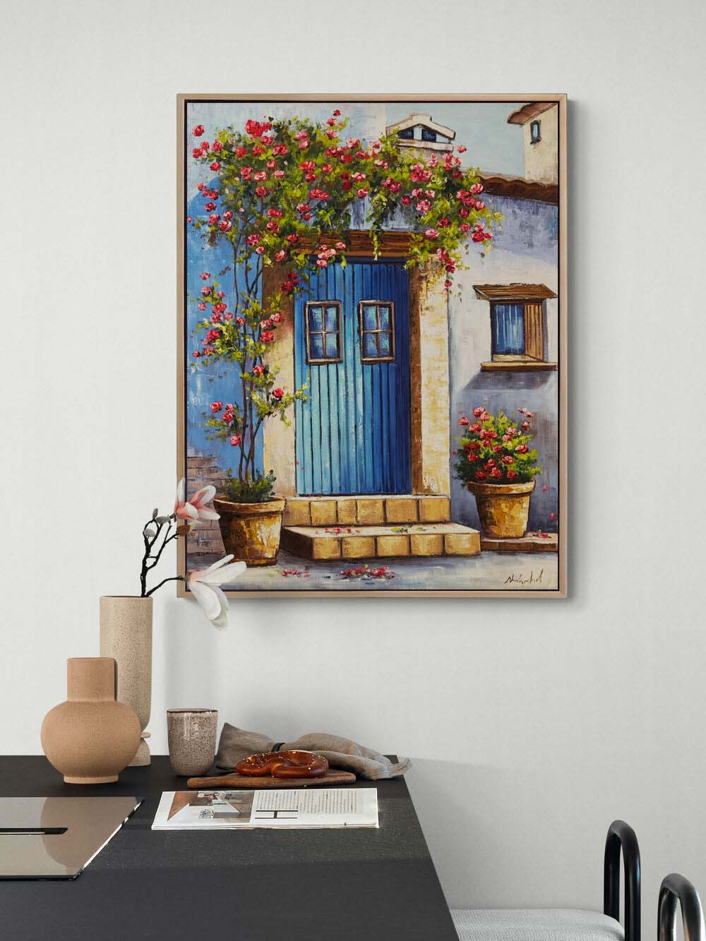 Çiçekli Gönül Kapısı Yağlı Boya Tablosu Simurg Sanatevi