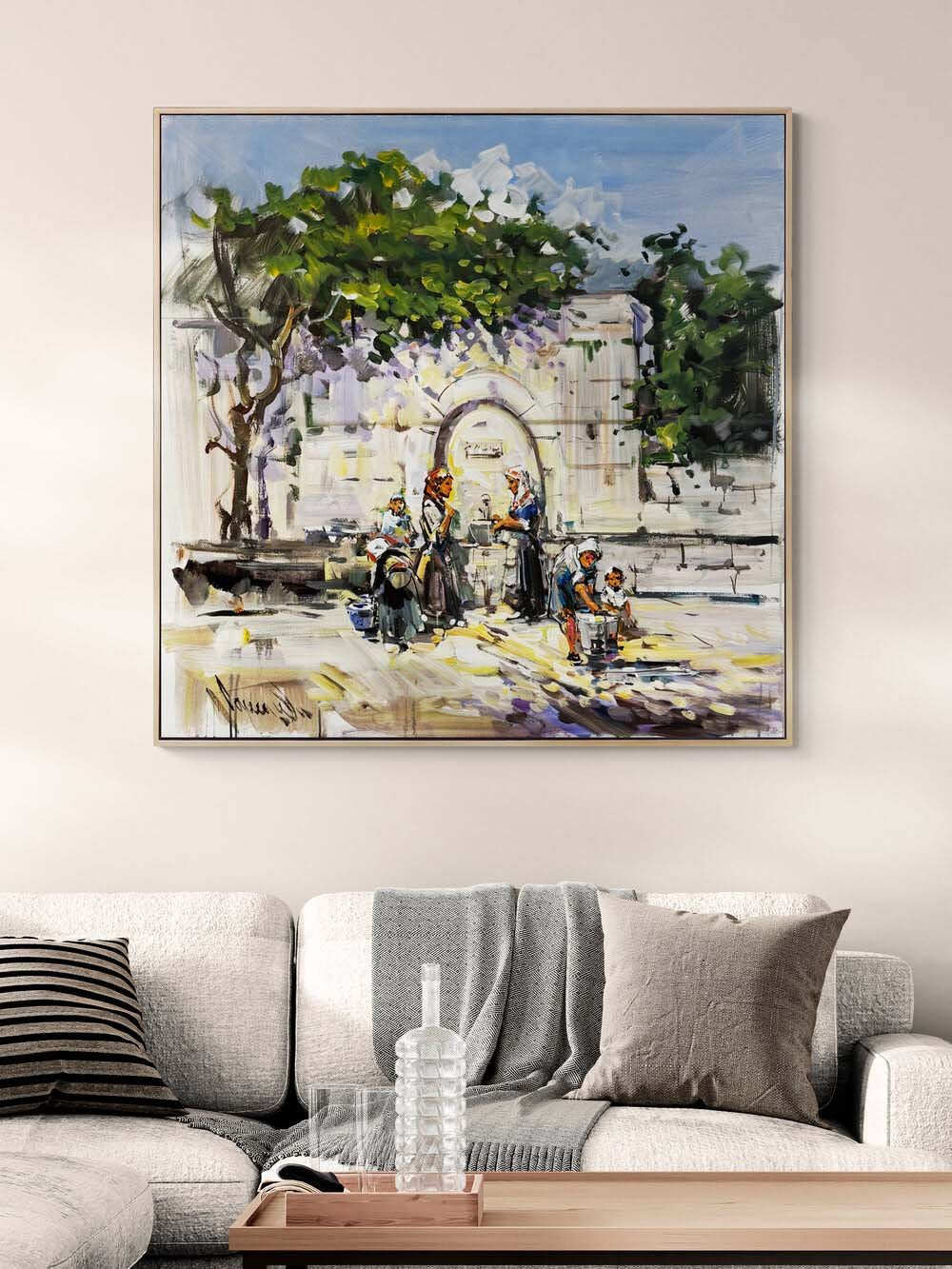 Çeşme Başında Bekleyiş Yağlı Boya Tablosu