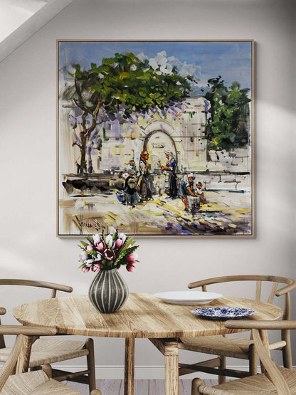 Çeşme Başında Bekleyiş Yağlı Boya Tablosu