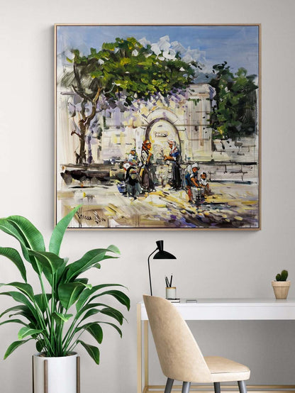 Çeşme Başında Bekleyiş Yağlı Boya Tablosu