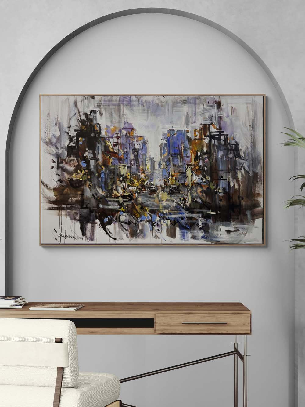 Kozmopolik Bir Şehir Yağlı Boya Tablosu