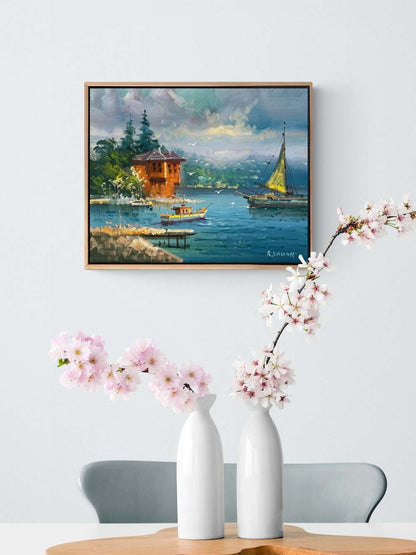 Çengelköy'den Rıhtıma Yağlı Boya Tablosu