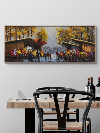 Güz Mevsiminde Çiçekçiler Yağlı Boya Tablosu