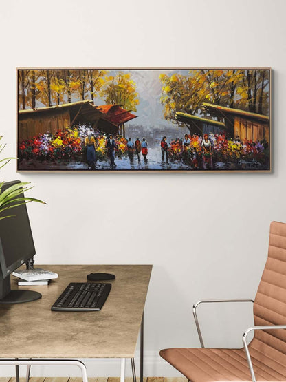 Güz Mevsiminde Çiçekçiler Yağlı Boya Tablosu