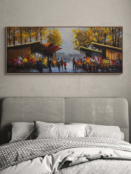 Güz Mevsiminde Çiçekçiler Yağlı Boya Tablosu