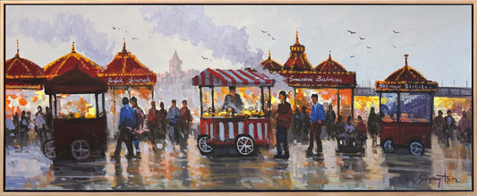 Emiönü Sokak Lezzetleri Yağlı Boya Tablosu