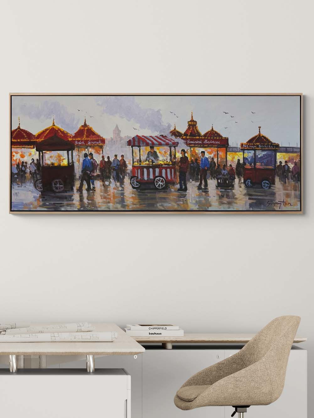 Emiönü Sokak Lezzetleri Yağlı Boya Tablosu