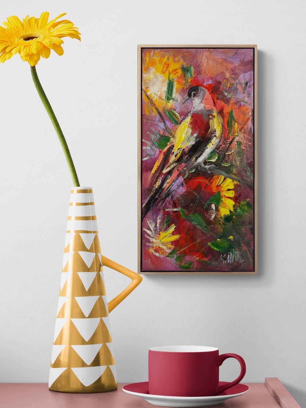 Rengarenk Kuş Yağlı Boya Tablosu