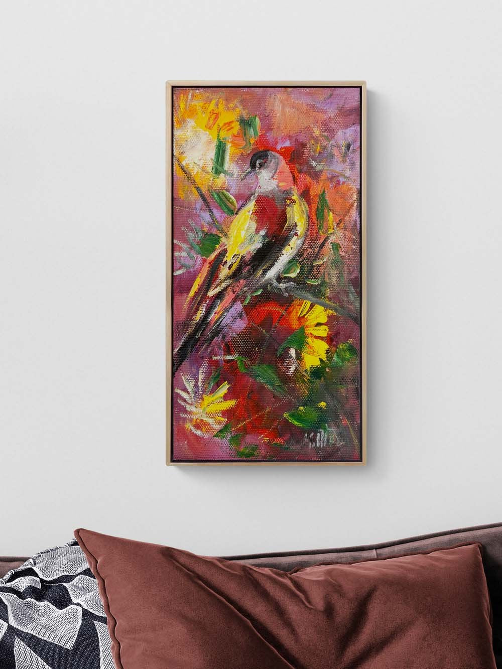 Rengarenk Kuş Yağlı Boya Tablosu