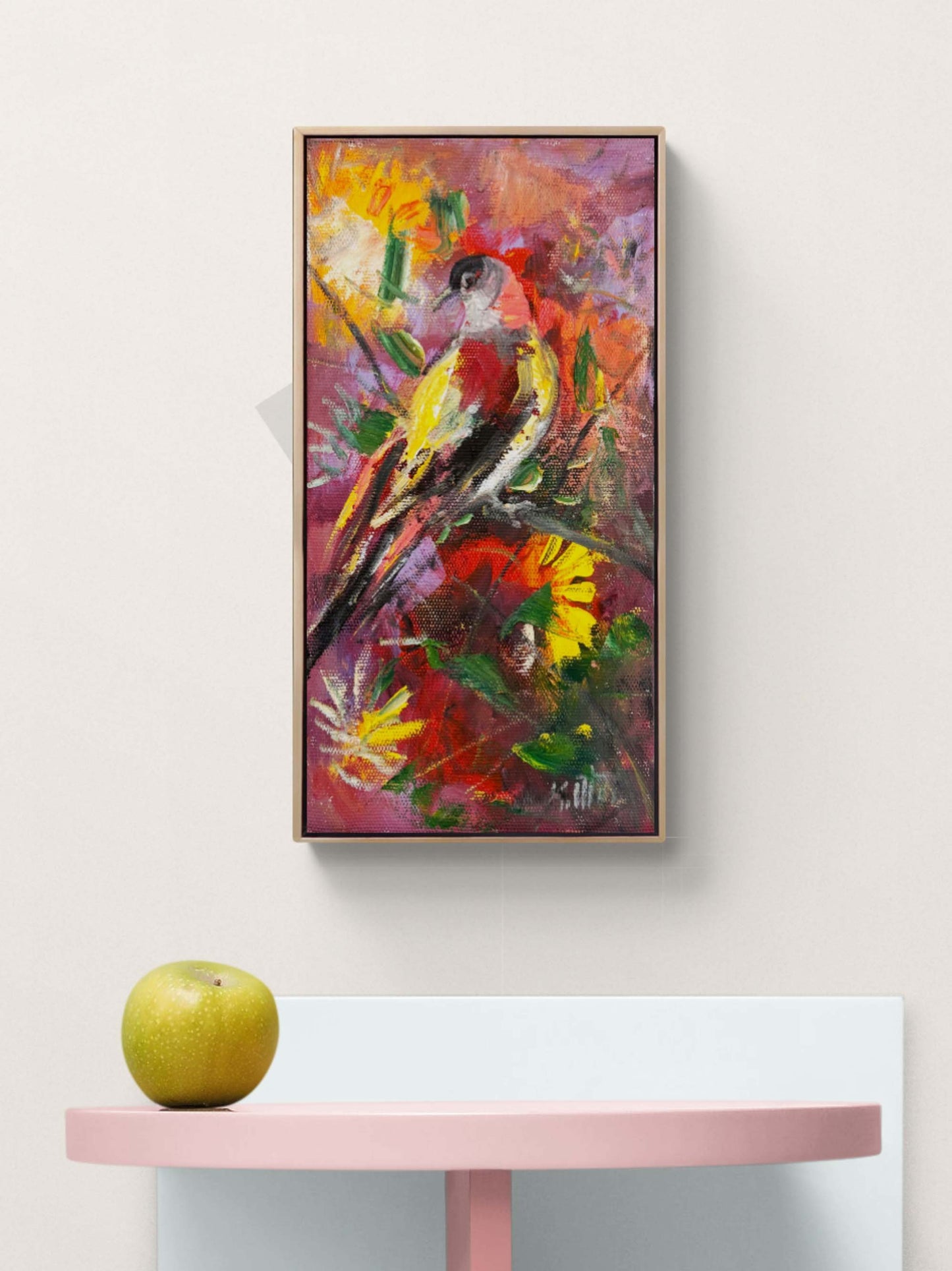 Rengarenk Kuş Yağlı Boya Tablosu