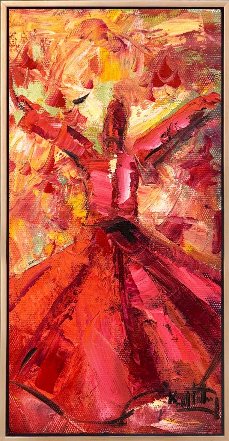 Kırmızı ve Semazen Yağlı Boya Tablosu