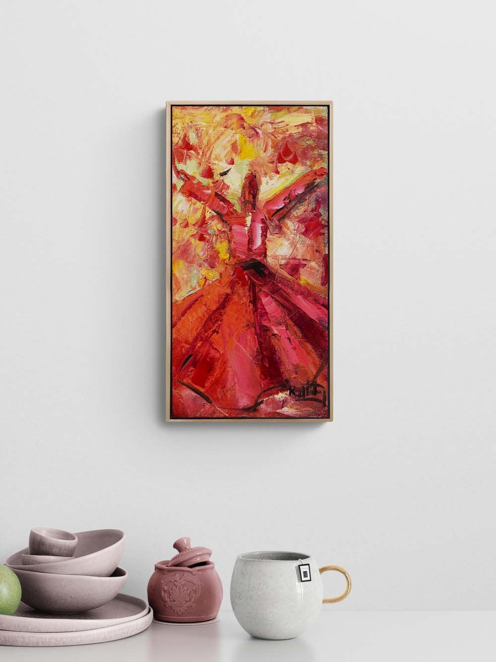 Kırmızı ve Semazen Yağlı Boya Tablosu