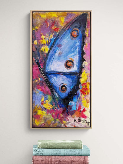 Mavi Bir Kelebek Yağlı Boya Tablosu