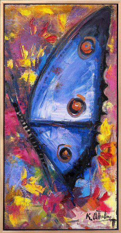 Mavi Bir Kelebek Yağlı Boya Tablosu