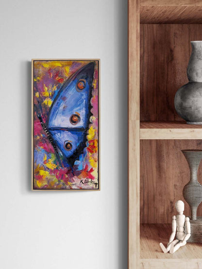 Mavi Bir Kelebek Yağlı Boya Tablosu
