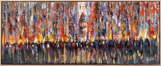 Galata Kulesi'nde Kalabalıklar Yağlı Boya Tablosu