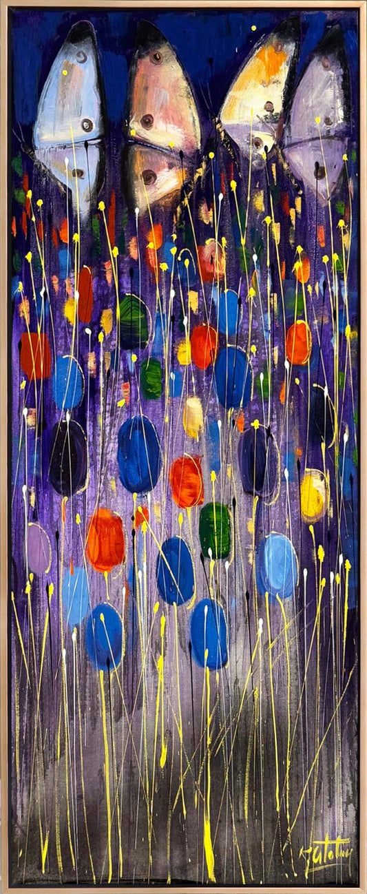 Düşlerde Yalnız Kelebekler Yağlı Boya Tablosu