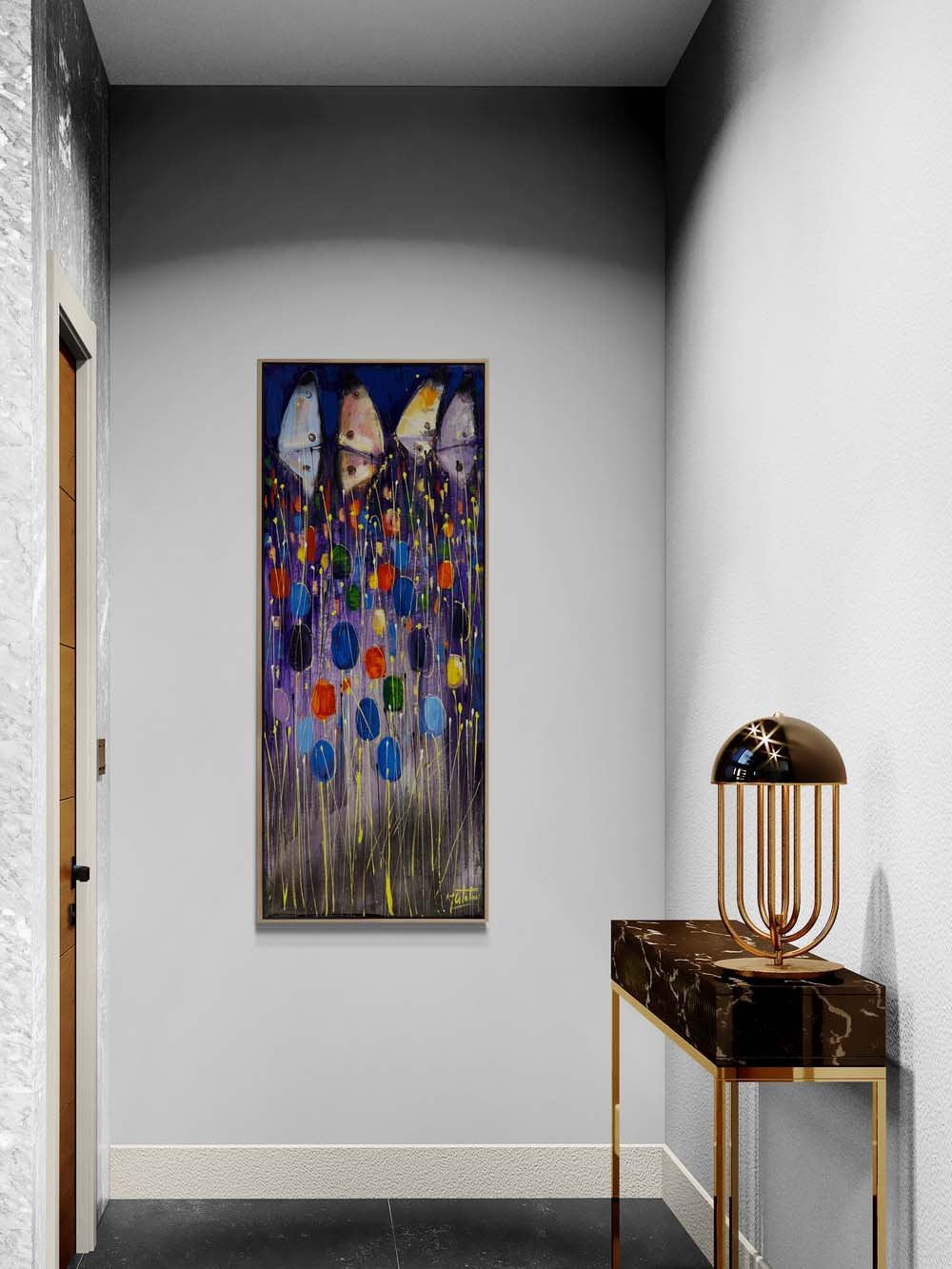 Düşlerde Yalnız Kelebekler Yağlı Boya Tablosu