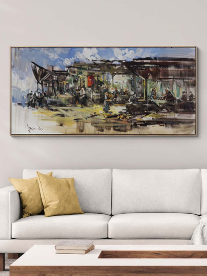 Köy Kahvesinde Yağlı Boya Tablosu