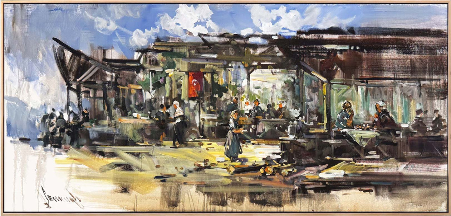 Köy Kahvesinde Yağlı Boya Tablosu