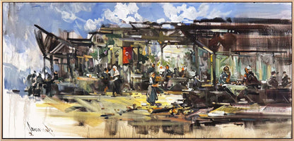 Köy Kahvesinde Yağlı Boya Tablosu