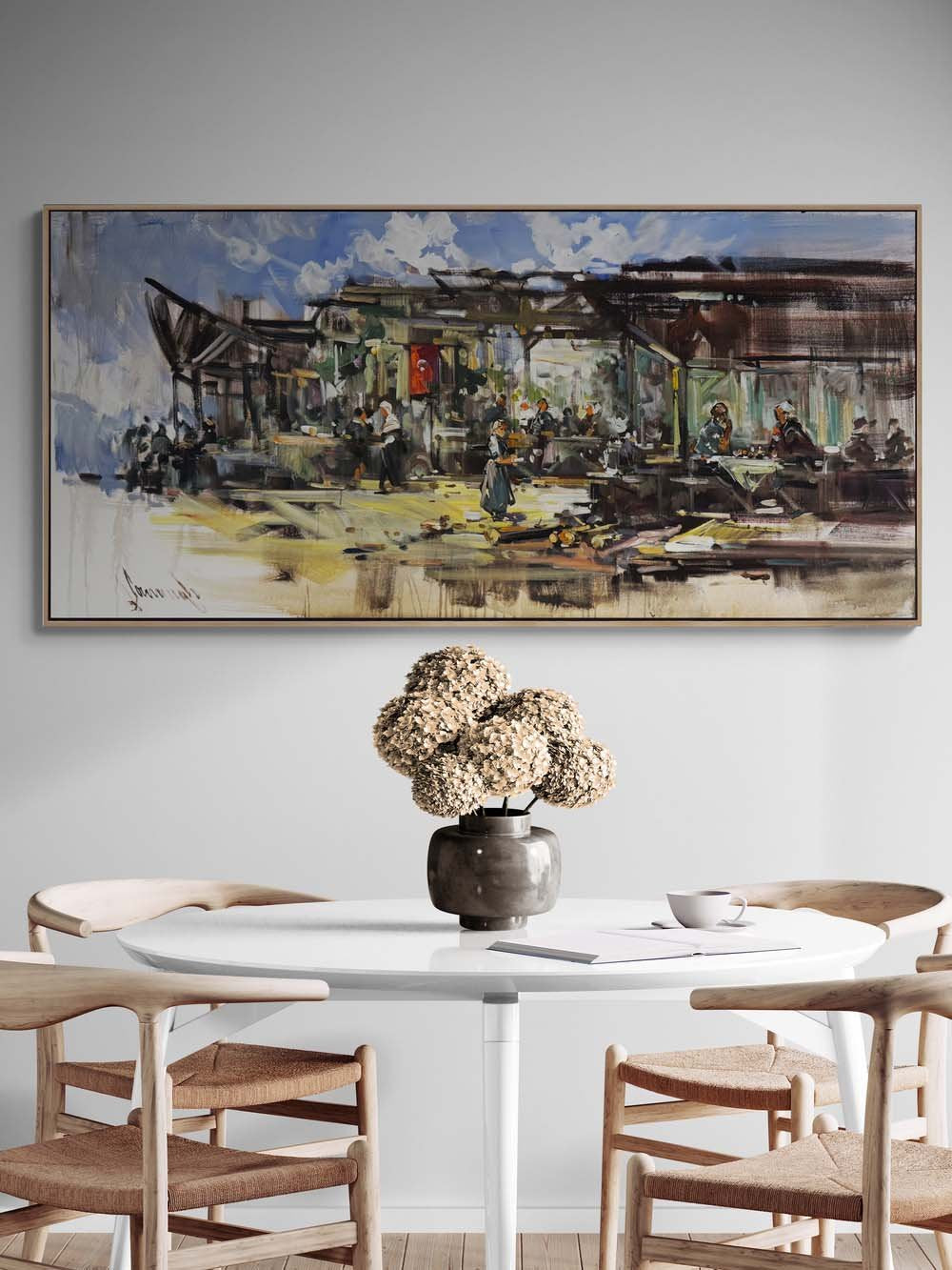 Köy Kahvesinde Yağlı Boya Tablosu